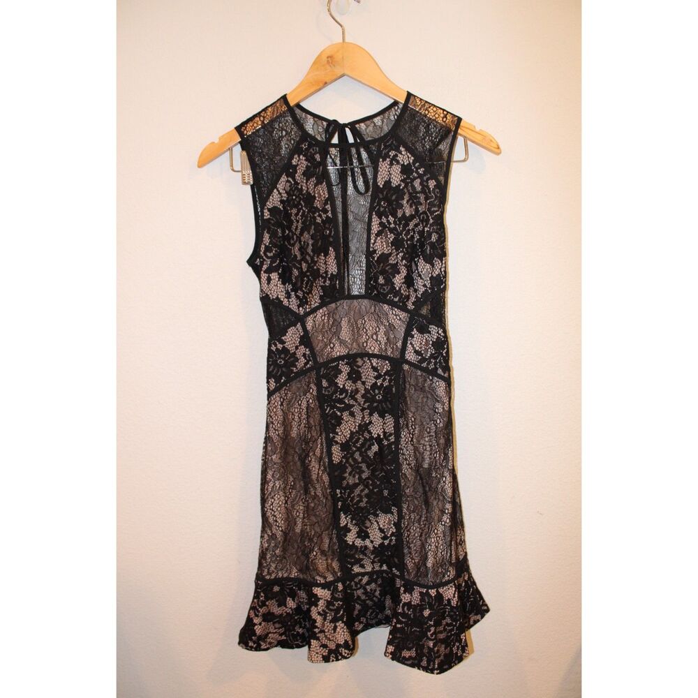 The Jet Set Diaries size xsmall black lace with nude lining mini dress - Picture 5 of 11